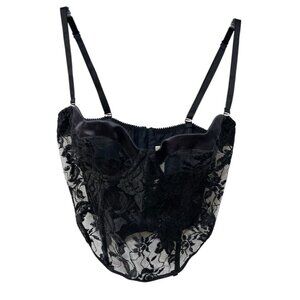 Victoria Secret Gold Label Lace Corset Size 36B Sexy Lingerie Sheer See Through